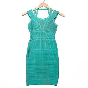 Herve Leger Dress Womens XS Green Bandage Bodycon Mini Party Cocktail Sorority